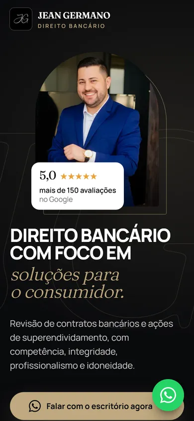 Página inicial do site aberta no celular